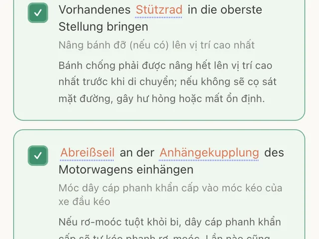 FahrKlar Giải thích từng lựa chọn